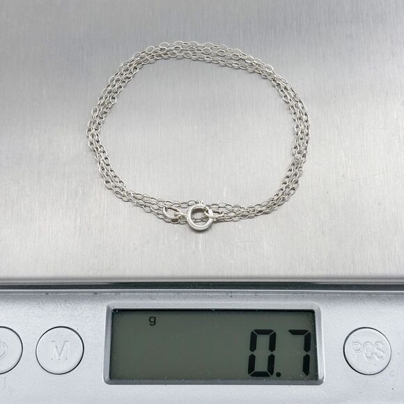 Vintage NC Sterling Silver 925 1.2mm Cable Link Chain 15.75" - Picture 3 of 3